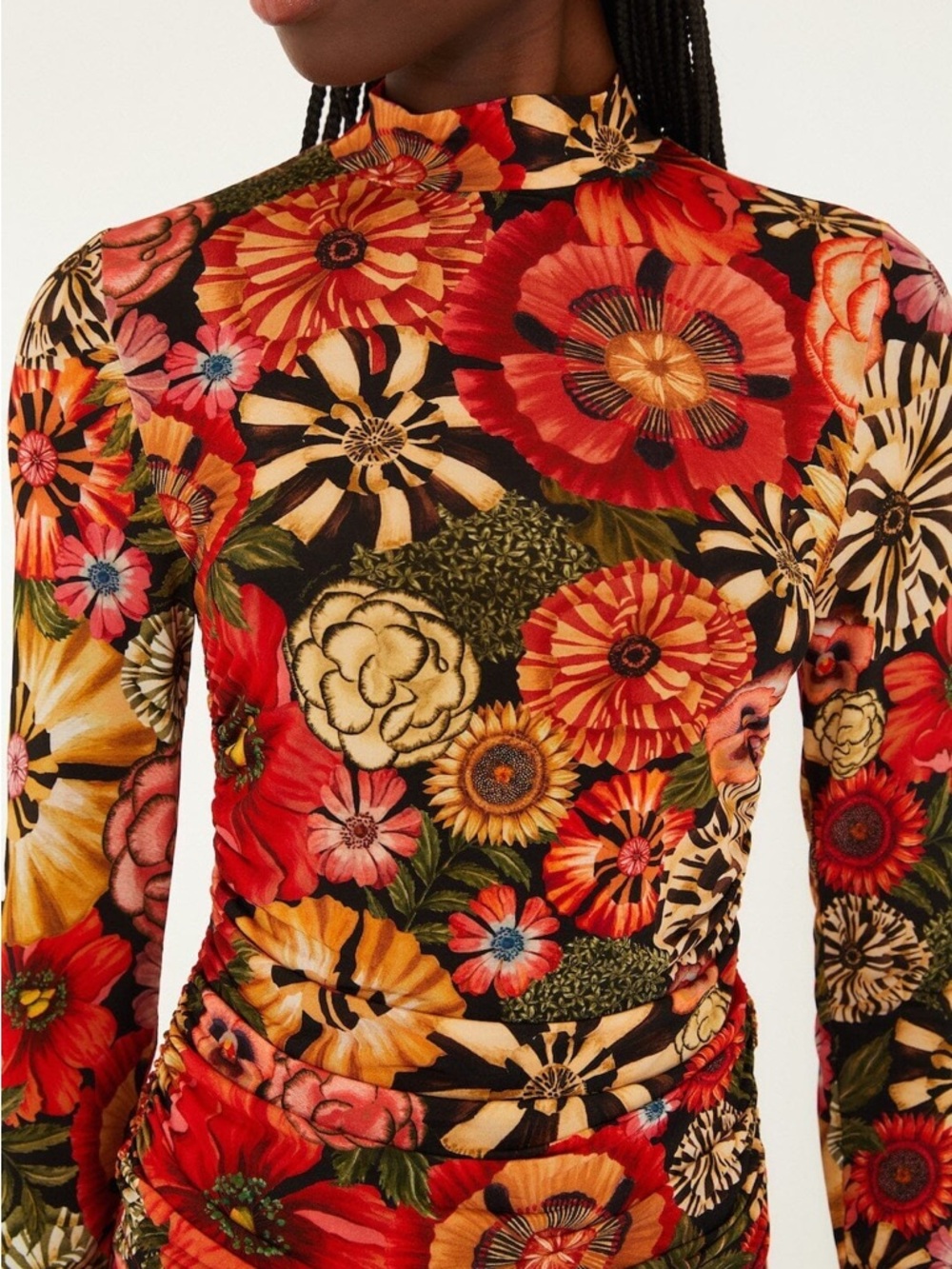FARM Rio Black Flowershop Ruched Waist Jersey Blouse Size M NWT - Picture 14 of 15
